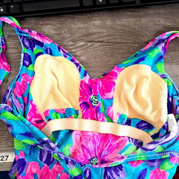 Maxine of Hollywood Women's 10 Blue Floral One Piece Soft Cup Swimsuit - Picture 5 of 8